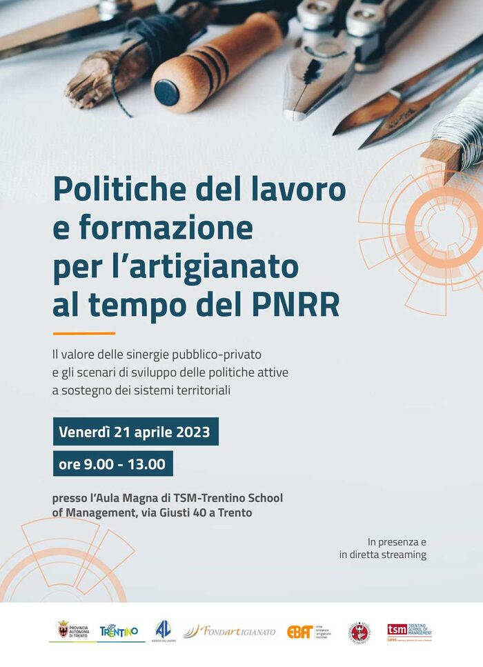 Politiche del lavoro e formazione per l'artigianato al tempo del PNRR - Seminario Fondartigianato Trento